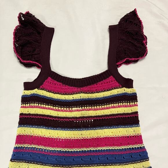 NWT Zara Special Edition Crochet Colorful Flutter Sleeve Maxi Sheer Dress Size S - Picture 4 of 8